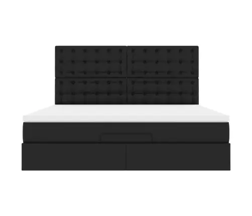 Osmaņu Gultas Rāmis Ar Matrača Melns 180X200Cm Mākslīgā Āda Vidaxl