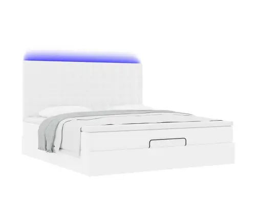 Osmanų Lovos Rėmas Su Čiužiniu, Balta, 180X200cm Dirbtinė Oda