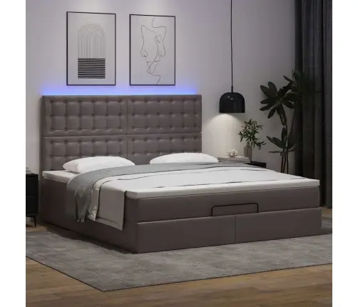 Osmaņu Gultas Rāmis Ar Matrača Pelēks 180X200Cm Mākslīgā Āda Vidaxl