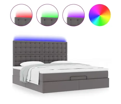 Osmaņu Gultas Rāmis Ar Matrača Pelēks 180X200Cm Mākslīgā Āda Vidaxl