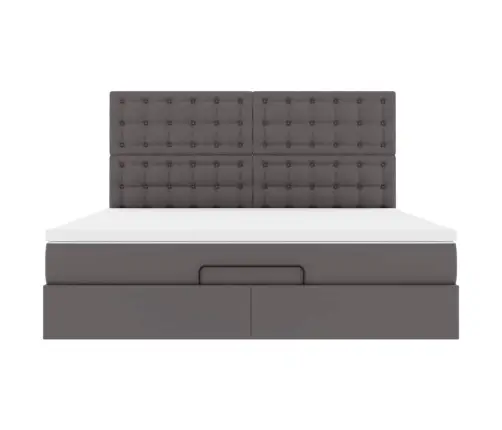 Osmaņu Gultas Rāmis Ar Matrača Pelēks 180X200Cm Mākslīgā Āda Vidaxl