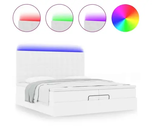 Osmanų Lovos Rėmas Su Čiužiniais, Balta, 200X200cm Dirbt. Oda