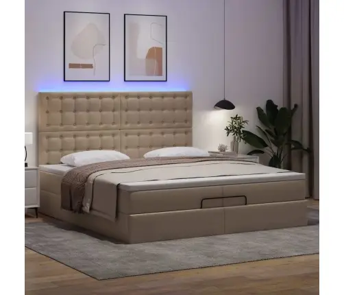 Osmaņu Gultas Rāmis Ar Matračiem Kapučīno 200X200Cm Vidaxl