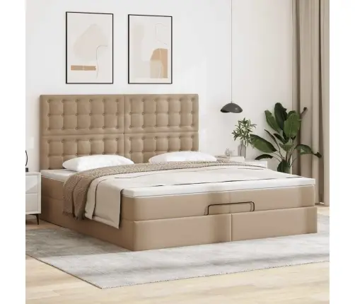 Osmaņu Gultas Rāmis Ar Matračiem Kapučīno 200X200Cm Vidaxl