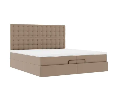 Osmaņu Gultas Rāmis Ar Matračiem Kapučīno 200X200Cm Vidaxl