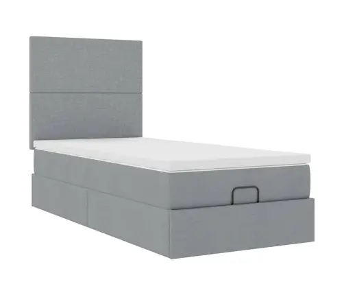 Osmaņu Gulta Ar Matraci & Leds, Gaiši Pelēks, 80X200 Cm, Audums Vidaxl