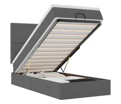 Osmanų Lova Su Čiužiniu Ir Led Tamsiai Pilkas 80X200Cm Audinys