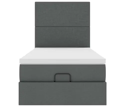 Osmanų Lova Su Čiužiniu Ir Led Tamsiai Pilkas 80X200Cm Audinys