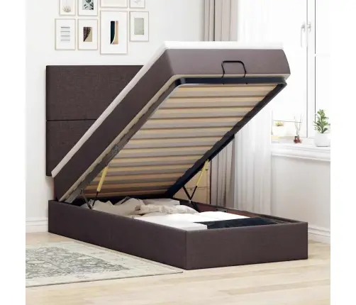 Ottomani Voodiraam Madratsiga, Tumepruun, 80X200cm Kangas