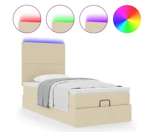 Osmaņu Gultas Rāmis Ar Matrača Krēma 80X200 Cm Audums Vidaxl