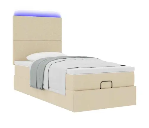 Osmaņu Gultas Rāmis Ar Matrača Krēma 80X200 Cm Audums Vidaxl