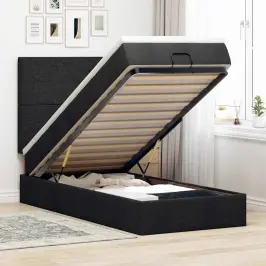 Osmaņu Gultas Rāmis Ar Matrača Melns 90X190 Cm Audums Vidaxl