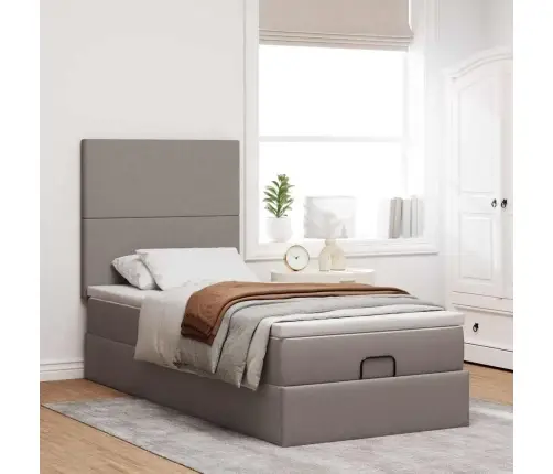 Osmaņu Gultas Rāmis Ar Matrača Pelēkbrūna 90X190 Cm Audums Vidaxl