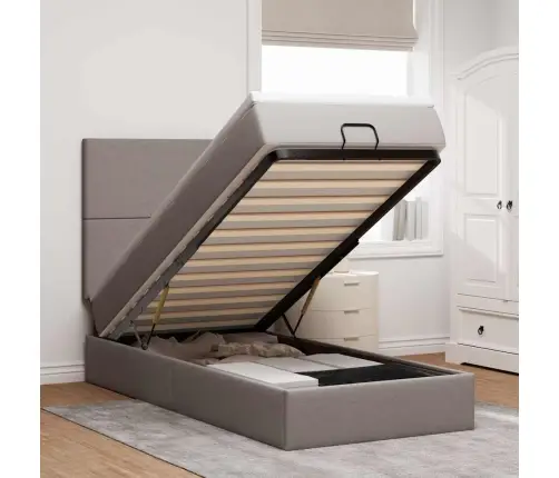 Osmaņu Gultas Rāmis Ar Matrača Pelēkbrūna 90X190 Cm Audums Vidaxl