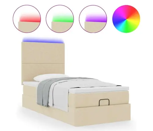 Osmaņu Gultas Rāmis Ar Matrača Krēma 90X190 Cm Audums Vidaxl