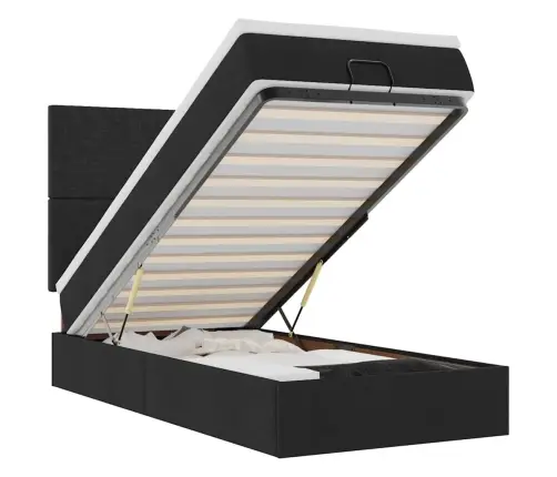 Osmaņu Gultas Rāmis Ar Matrača Melns 90X200 Cm Audums Vidaxl