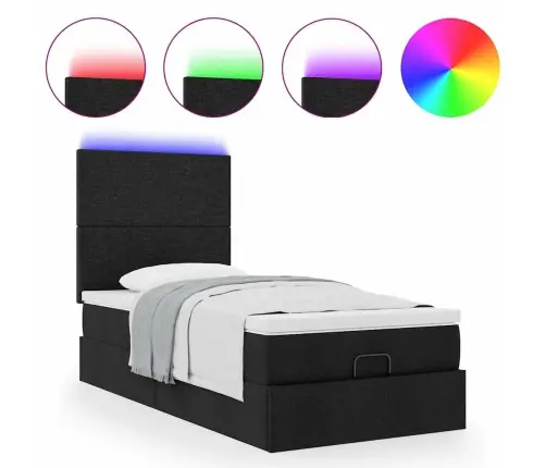 Osmaņu Gultas Rāmis Ar Matrača Melns 90X200 Cm Audums Vidaxl