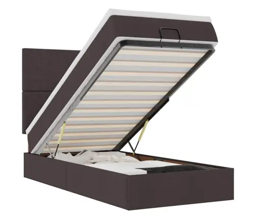 Ottomani Voodi Madratsita Ja Led, Tumepruun, 90X200 cm Kangas