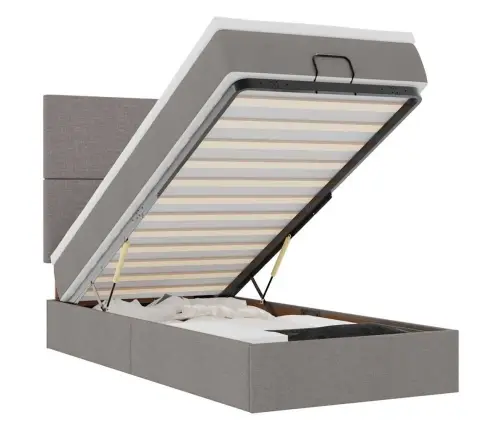 Osmaņu Gulta Ar Matraci&Leds, Pelēkbrūns, 90X200 Cm, Audums Vidaxl