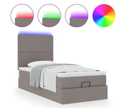 Osmaņu Gulta Ar Matraci&Leds, Pelēkbrūns, 90X200 Cm, Audums Vidaxl