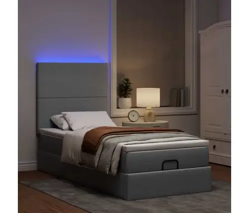 Ottomani Voodiraam Madratsiga, Helehall, 100X200cm Kangas