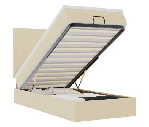 Osmaņu Gultas Rāmis Ar Matrača Krēma 100X200 Cm Audums Vidaxl