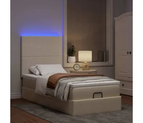 Osmaņu Gultas Rāmis Ar Matrača Krēma 100X200 Cm Audums Vidaxl