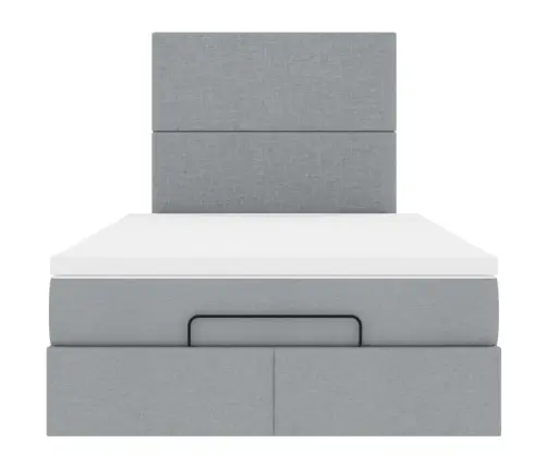 Osmaņu Gultas Rāmis Ar Matrača Gaiši Pelēks 120X190 Cm Audums Vidaxl