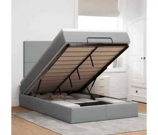 Osmaņu Gultas Rāmis Ar Matrača Gaiši Pelēks 120X190 Cm Audums Vidaxl