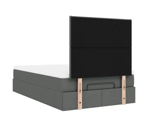 Osmaņu Gulta Ar Matraci&Leds, Tumši Pelēks, 120X190 Cm, Audums Vidaxl