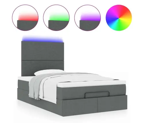 Osmaņu Gulta Ar Matraci&Leds, Tumši Pelēks, 120X190 Cm, Audums Vidaxl