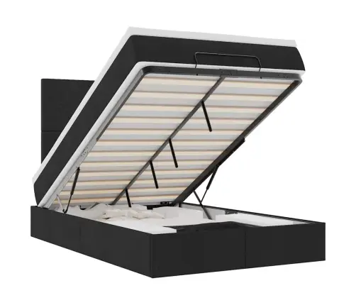 Osmaņu Gulta Ar Matraci&Leds, Melns, 120X190 Cm, Audums Vidaxl