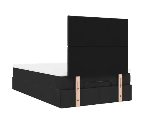 Osmaņu Gulta Ar Matraci&Leds, Melns, 120X190 Cm, Audums Vidaxl