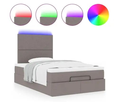 Ottomani Voodi Madratsi Ja Led, Pruunikashall, 120X190Cm Kangas