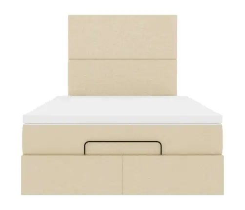 Osmaņu Gulta Ar Matraci&Leds, Krēmkrāsas, 120X190 Cm, Audums Vidaxl