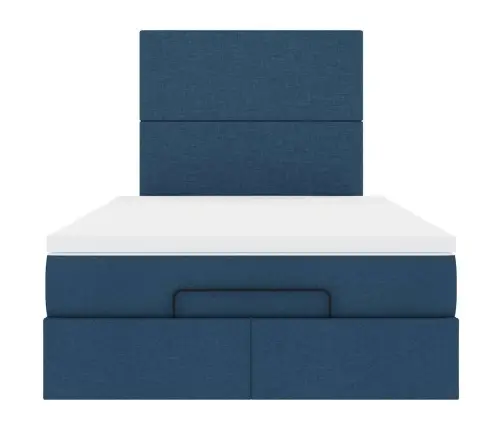 Osmanų Lova Su Čiužiniu Ir Led, Mėlynas, 120X190cm Audinys