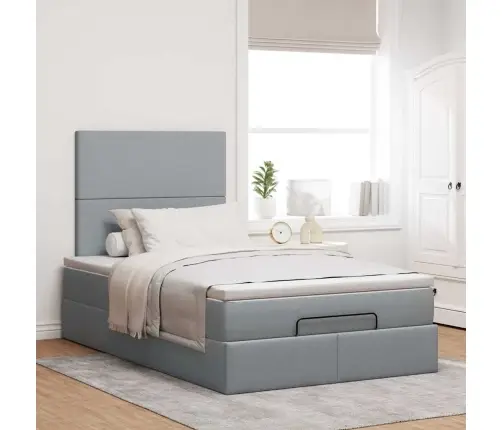 Osmaņu Gultas Rāmis Ar Matrača Gaiši Pelēks 120X200 Cm Audums Vidaxl