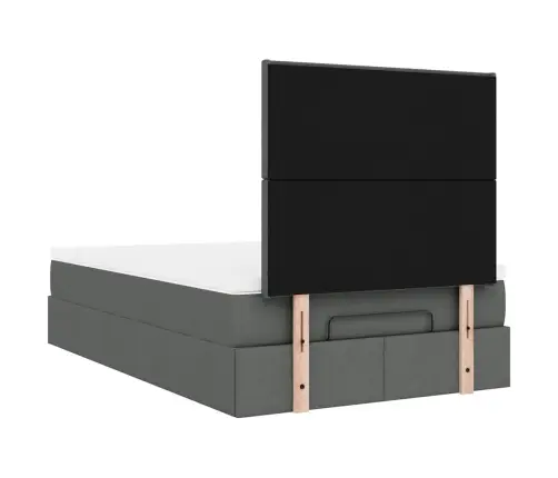 Osmaņu Gulta Ar Matraci&Leds, Tumši Pelēks, 120X200 Cm, Audums Vidaxl