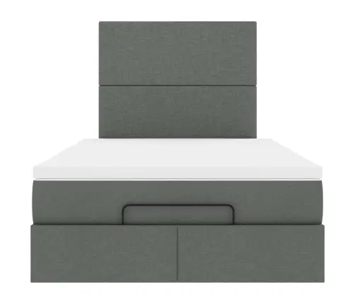 Osmaņu Gulta Ar Matraci&Leds, Tumši Pelēks, 120X200 Cm, Audums Vidaxl