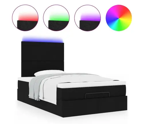 Osmaņu Gultas Rāmis Ar Matrača Melns 120X200 Cm Audums Vidaxl