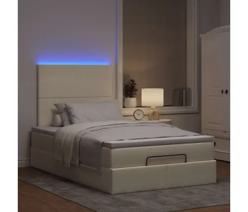 Osmaņu Gultas Rāmis Ar Matrača Krēmkrāsas 120X200Cm Audums Vidaxl