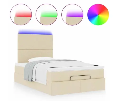 Osmaņu Gultas Rāmis Ar Matrača Krēmkrāsas 120X200Cm Audums Vidaxl