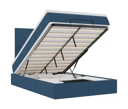 Osmaņu Gulta Ar Matraci & Leds, Zils, 120X200 Cm, Audums Vidaxl