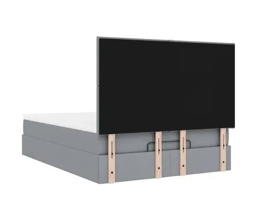 Osmaņu Gulta Ar Matraci&Leds, Gaiši Pelēks, 140X190 Cm, Audums Vidaxl