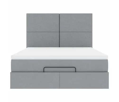 Osmaņu Gulta Ar Matraci&Leds, Gaiši Pelēks, 140X190 Cm, Audums Vidaxl