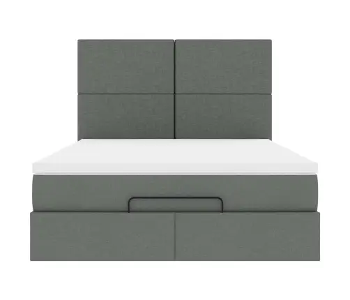 Osmaņu Gulta Ar Matraci&Leds, Tumši Pelēks, 140X190 Cm, Audums Vidaxl