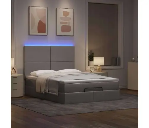 Osmaņu Gulta Ar Matraci & Leds, Taupē, 140X190 Cm, Audums Vidaxl