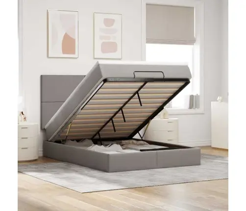 Osmaņu Gulta Ar Matraci & Leds, Taupē, 140X190 Cm, Audums Vidaxl