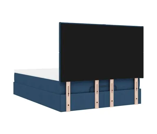 Osmaņu Gulta Ar Matraci & Leds, Zils, 140X190 Cm, Audums Vidaxl