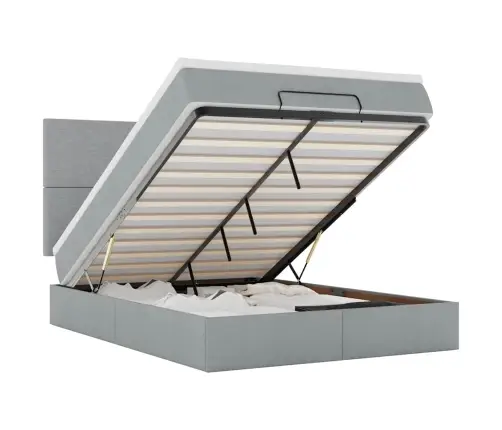 Osmaņu Gultas Rāmis Ar Matrača Gaiši Pelēks 140X200 Cm Audums Vidaxl